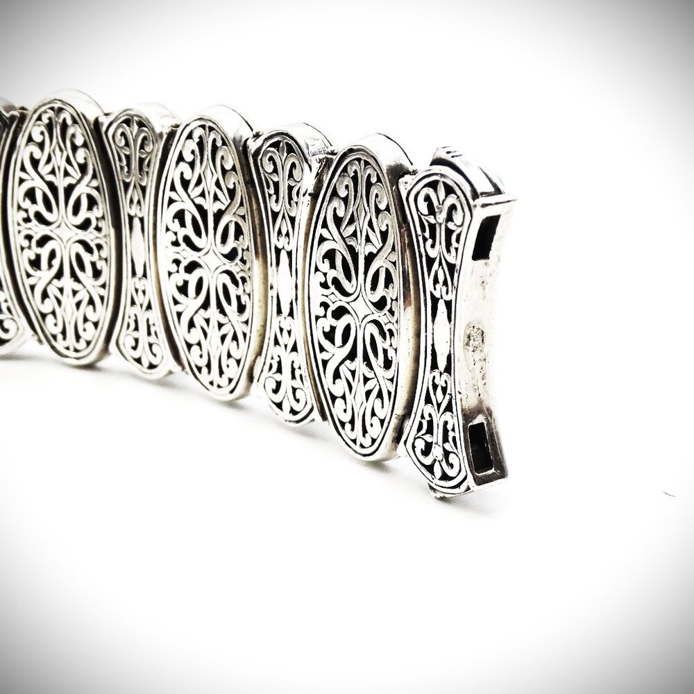 KONSTANTINO Sterling Silver 18K Gold Turquoise Wide Bangle Bracelet 149 Grams - Picture 9 of 15